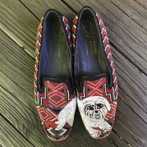 Penda red Black Beaded Dog Loafer Flats Donald J